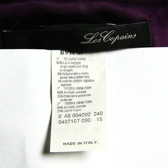 LES COPAINS GORGEOUS BLACK / PURPLE SUIT 90% WOOL SIZE 44 NEW MADE IN ITALY 122 - Picture 10 of 11